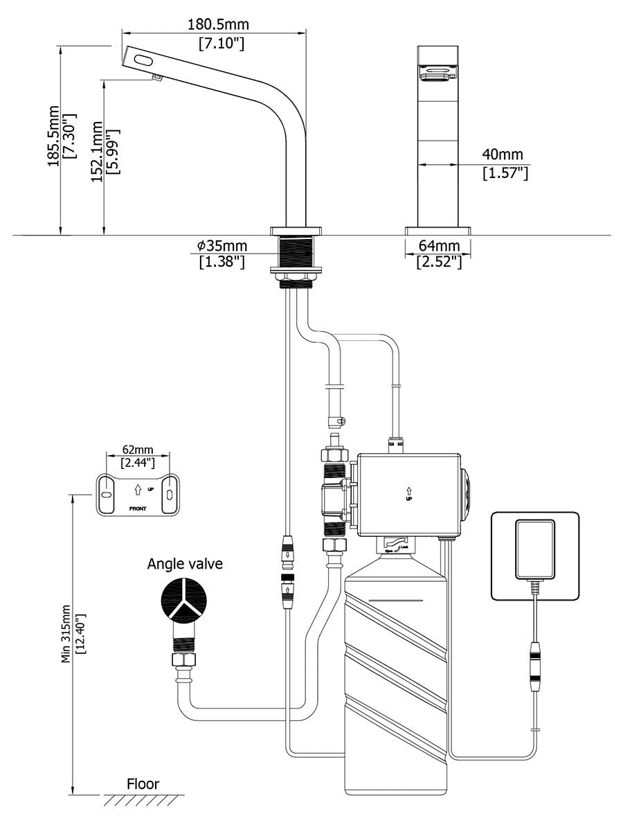 AS-TS1C Deck-Mounted 2-in-1 Sensor Water & Soap Dispenser – Chrome, Dual Sensor Activation