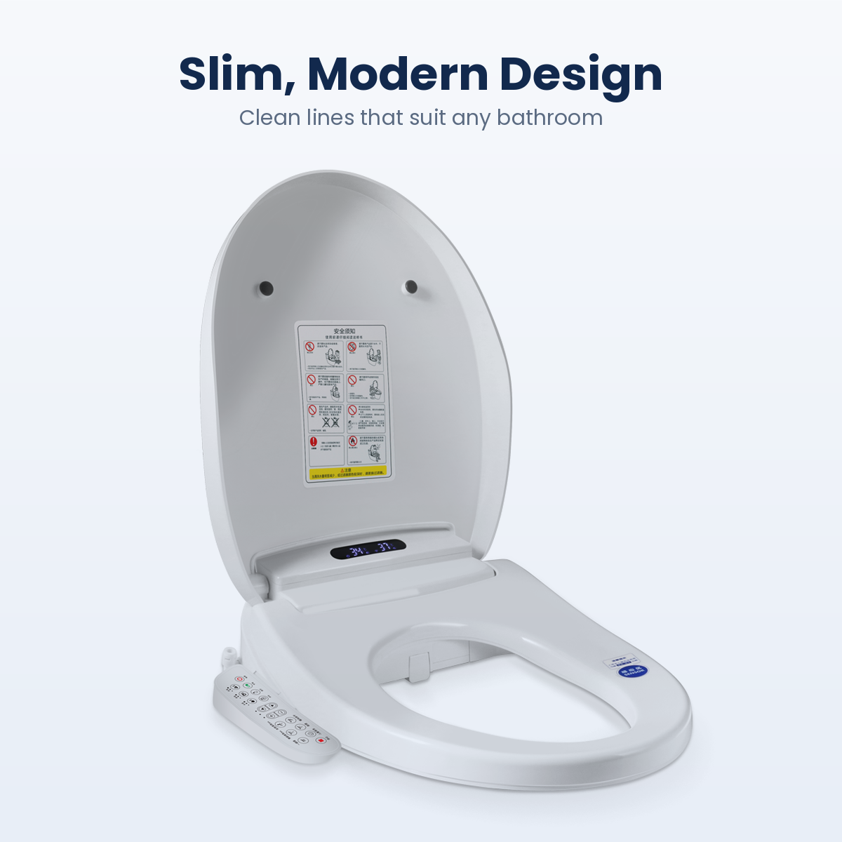 RAB-103 Smart Heated Bidet Toilet Seat – Warm Water Wash, Warm Air Dryer & Soft Close