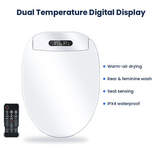 RAB-950 Smart Bidet Toilet Seat, Heated Seat, Warm Water Wash & Air Dryer, Remote, Slow-Close