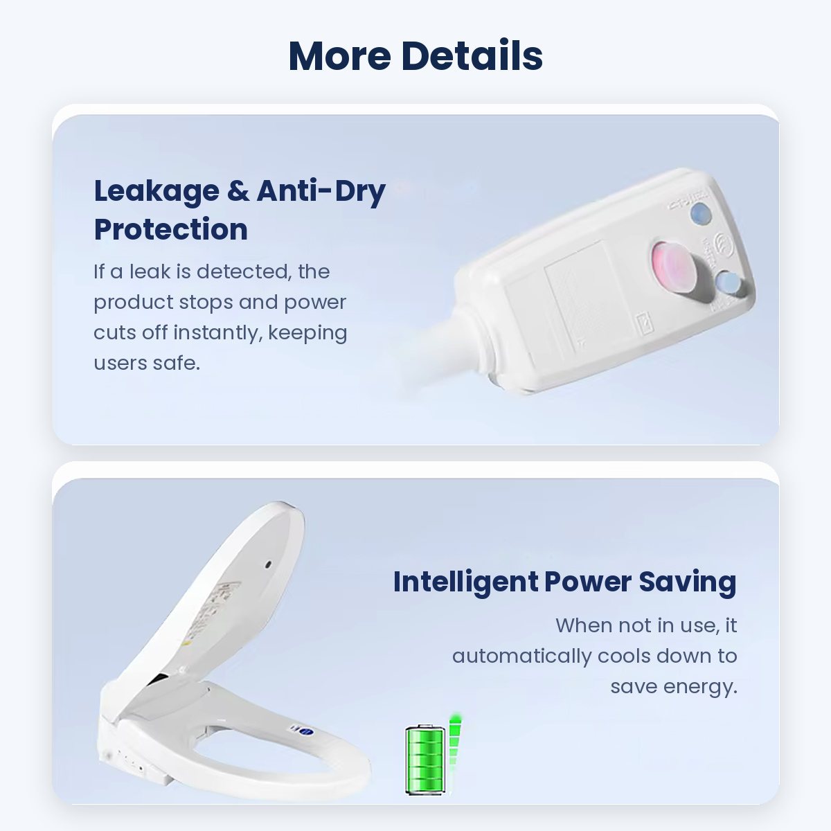 RAB-950 Smart Bidet Toilet Seat, Heated Seat, Warm Water Wash & Air Dryer, Remote, Slow-Close