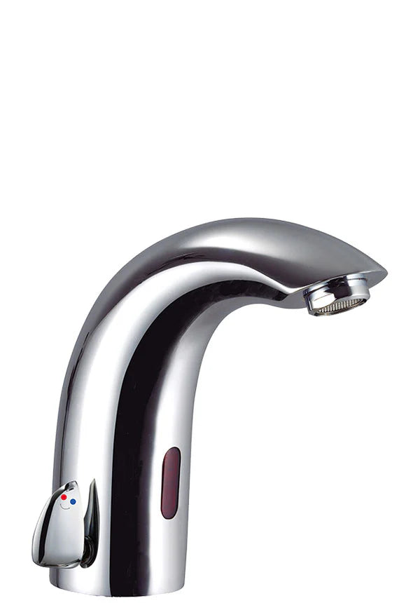 ATT-0044 Automatic Sensor Tap with Temperature Control – Curve Neck Touchless Hot & Cold Mixer Faucet, Chrome Finish, Battery & Mains Powered