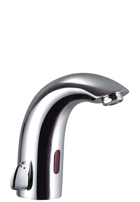 ATT-0044 Automatic Sensor Tap with Temperature Control – Curve Neck Touchless Hot & Cold Mixer Faucet, Chrome Finish, Battery & Mains Powered