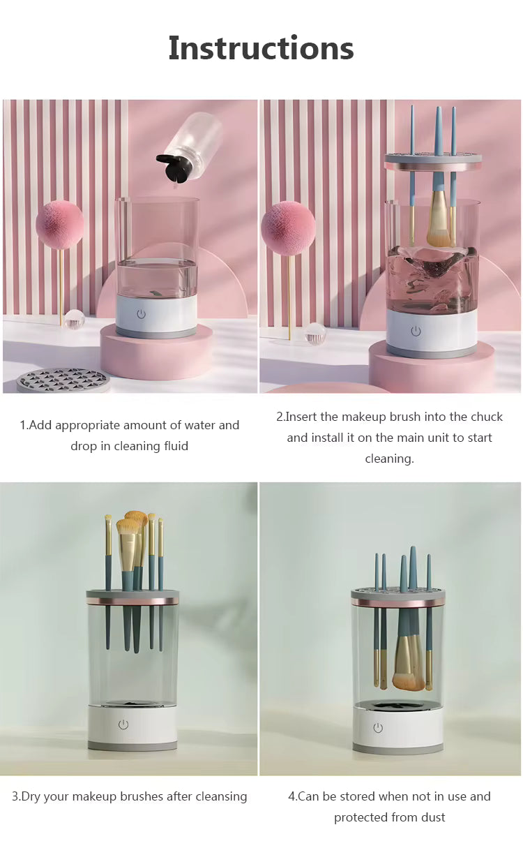 AS-BC1 Electric Makeup Brush Cleaner - Automatic, USB Rechargeable, 7000RPM