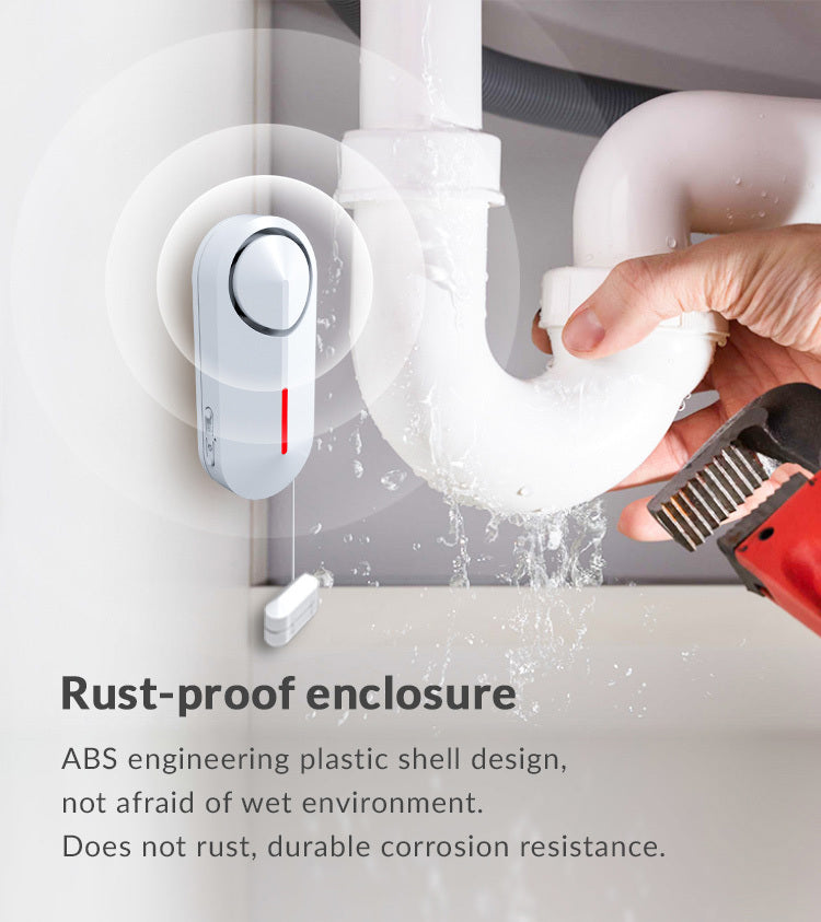 AS-WLD1 Wireless Water Leak Detector &amp; Alarm - Battery Powered, Sound &amp; Flash Alert