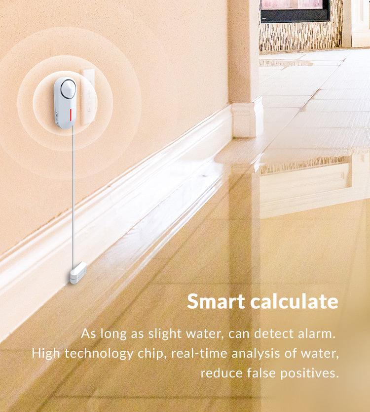 AS-WLD1 Wireless Water Leak Detector &amp; Alarm - Battery Powered, Sound &amp; Flash Alert