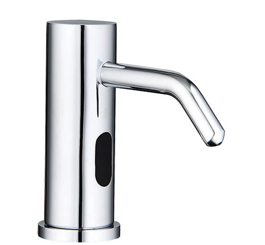 ASD1-DC6 Automatic Soap Dispenser Deck Mounted – Touchless Sensor Soap Dispenser with Brass Body, Chrome Finish, Under Sink Bottle, Battery & Mains Powered