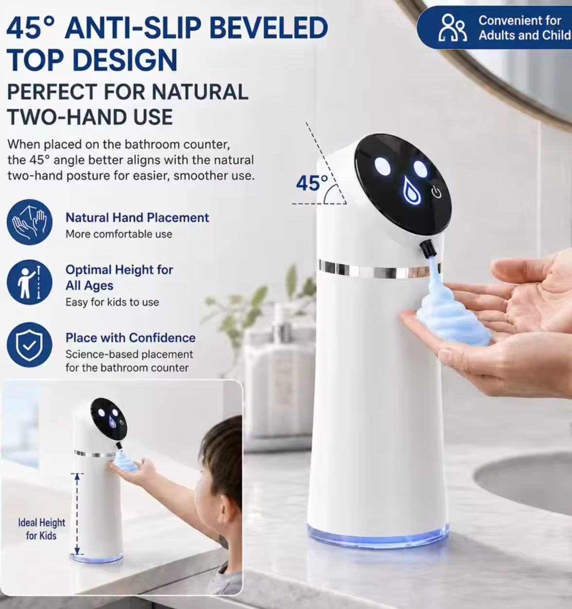 ASD-420 Automatic Soap Dispenser with LED Display – 420ml Touch-Free Foam & Liquid Hand Wash Dispenser