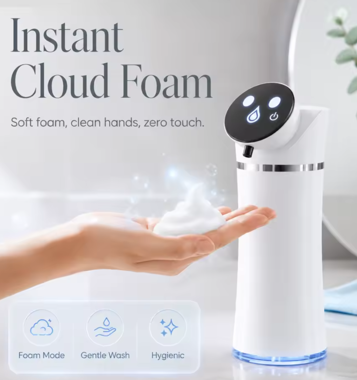 ASD-420 Automatic Soap Dispenser with LED Display – 420ml Touch-Free Foam & Liquid Hand Wash Dispenser