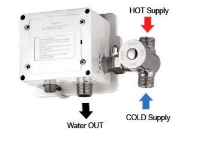ABV1-12F Manual Blending Valve 1/2" – Hot & Cold Water Mixer Valve for Automatic Sensor Taps – Temperature Control Knob, Male Inlet/Female Outlet